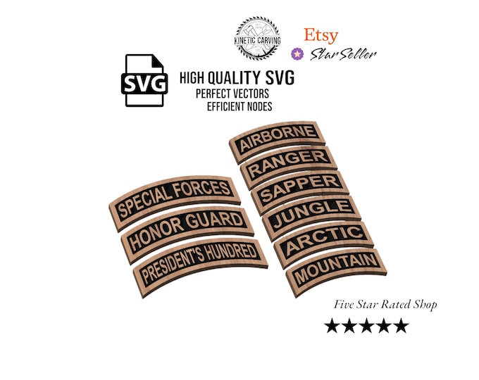 Military Skill Tabs Combo Pack Military SVG File for Woodworking, CNC, Printing and Lasering