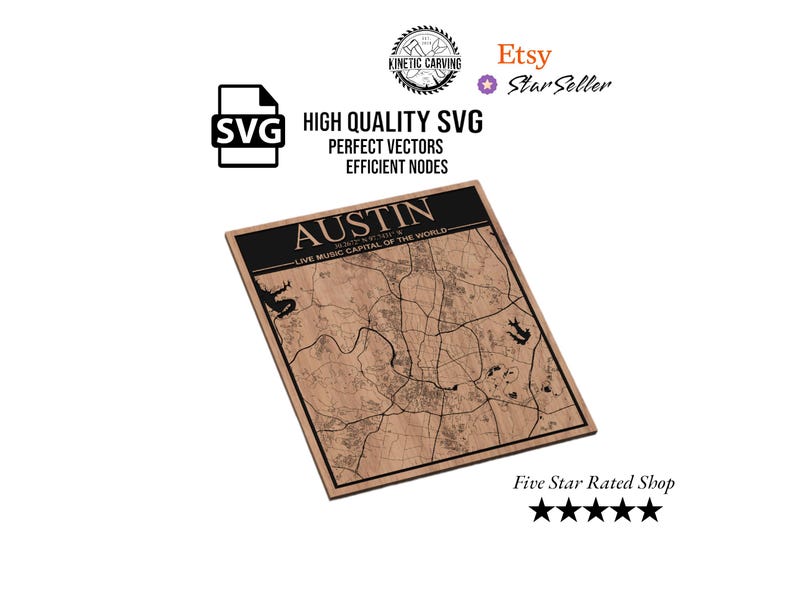 Dallas, Texas City Map SVG File for Woodworking, CNC, Printing and