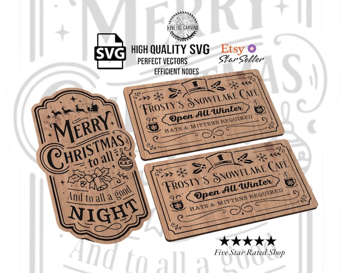 Christmas Themed Holiday Designs Bundle SVG Files: CNC, Laser Cut, Woodworking (Digital Download)