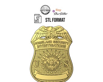 Homeland Security Badge STL File: CNC Carving, 3D Printing (Digital Download)