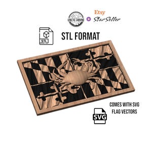 Maryland State Wavy Flag STL/SVG File for Woodworking, CNC, Printing and Lasering