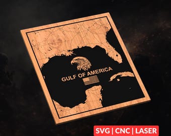 Gulf of America Map SVG | patriotic CNC Laser Cut File, Wood Wall Art, Glowforge Engraving, LightBurn Ready