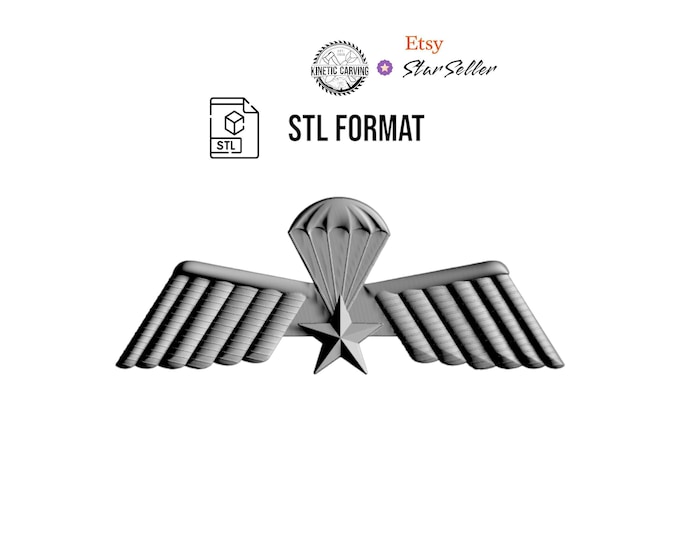3D STL Model of Netherlands Military Jump (Airborne) Wings, for 3D Printing, CNC Woodworking