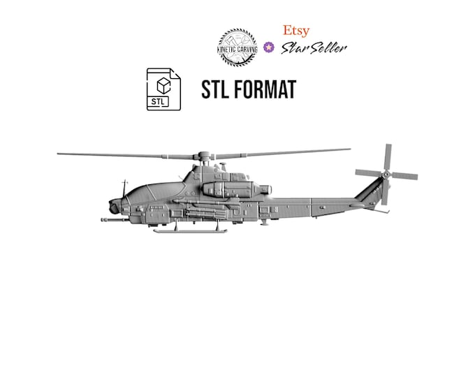 Bell AH-1Z Viper Helicopter STL File for CNC, 3D Printing, Woodworking (Digital Download)