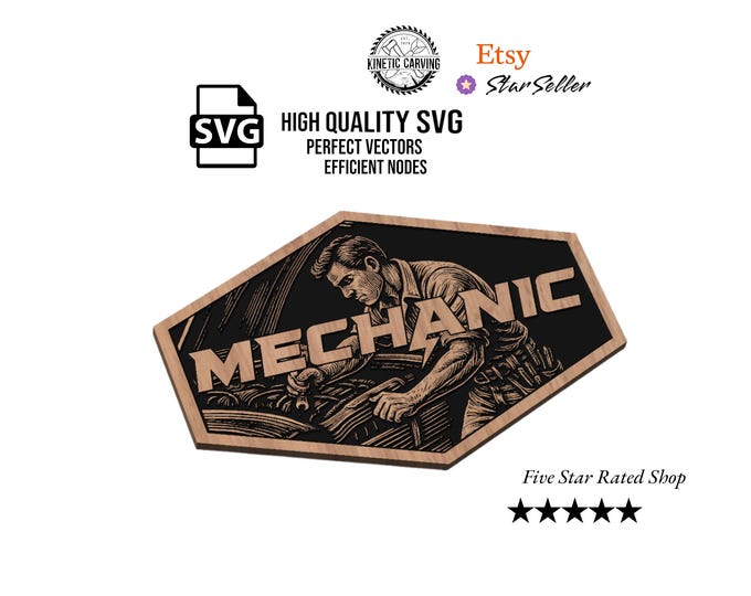 Mechanic SVG – Garage, Auto Repair, and Car Maintenance Design for CNC Engraving or Laser File