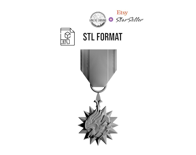 3D STL of Air Medal Military Award File for Woodworking, CNC, Printing and Lasering