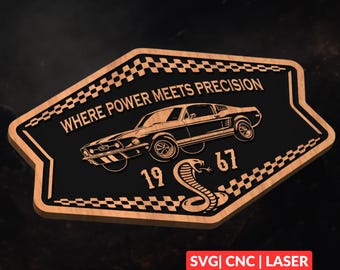 Muscle Car SVG | CNC Laser Cut File, Wood Wall Art, Glowforge Engraving, LightBurn Ready