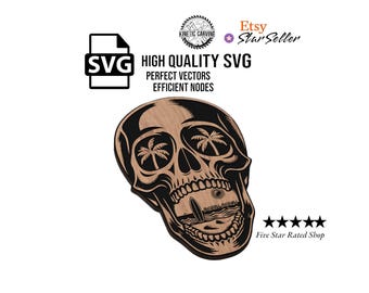 Death Beach Skull SVG File for Woodworking, CNC, Printing and Lasering (Digital Download)