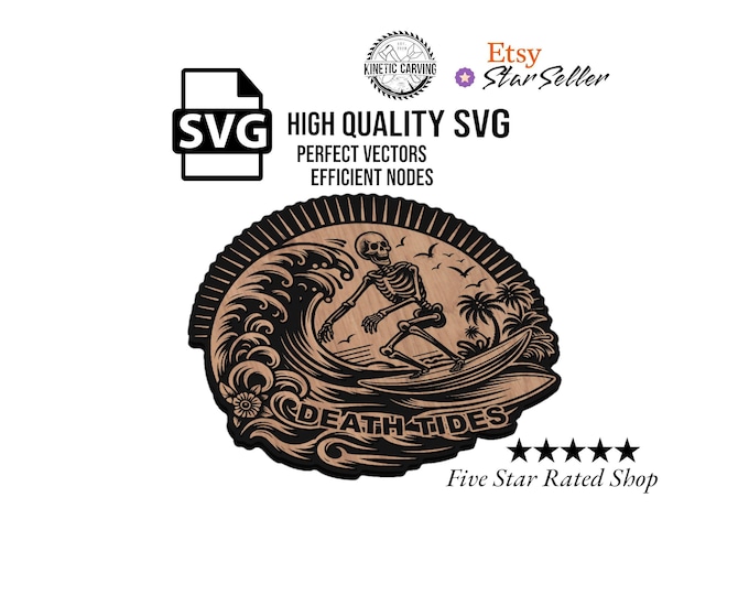 Death Tides Skull SVG File for Woodworking, CNC, Printing and Lasering svg, dxf, eps, pdf