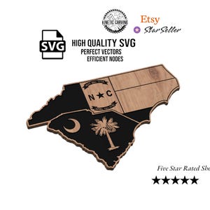 North & South Carolina State Flag SVG File for Woodworking, CNC, Printing and Lasering