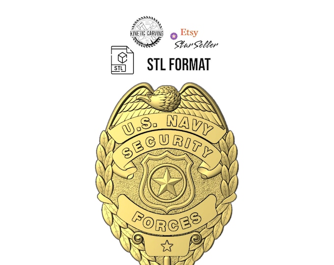 U.S. Navy Security Forces Badge STL – For Military Display or Plaques for CNC Carving, 3D Lasing or 3D Printing (Digital Download)