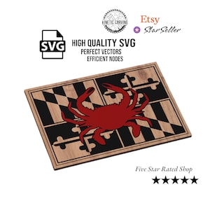 Maryland State Flag With Blue Crab SVG File for Woodworking, CNC, Printing and Lasering