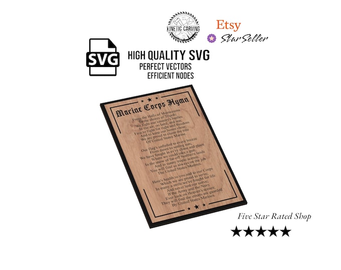 Marine Corps Hymn SVG File for Woodworking, CNC, Printing and Lasering
