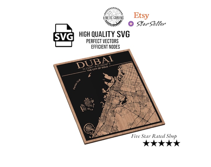Dubai, UAE City Map SVG File for Woodworking, CNC, Printing and Lasering