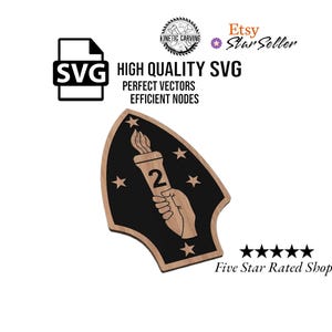 Parche militar de la 2.ª División SVG / Archivo de corte láser CNC, arte de pared de madera, grabado Glowforge, listo para LightBurn