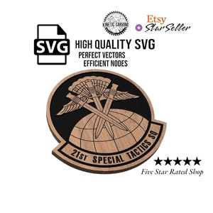 21st STS Patch Military SVG | CNC Laser Cut File, Wood Wall Art, Glowforge Engraving, LightBurn Ready