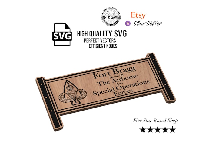 Fort Bragg, NC Military Gate Sign SVG | For CNC, Printing, and Laser