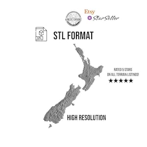 New Zealand Terrain STL | 3D CNC Carving File, Wood Relief Art, 3D Printing Ready