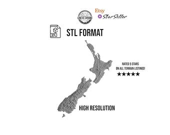 New Zealand Terrain STL File: 3D Topographic Map (Digital Download)
