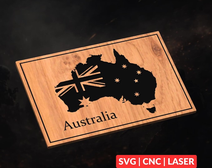 Australia Map Outline SVG | CNC Laser Cut File, Wood Wall Art, Glowforge Engraving, LightBurn Ready