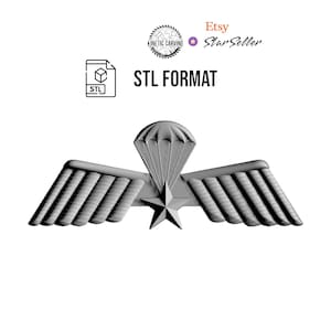3D STL Model of Netherlands Military Jump (Airborne) Wings, for 3D Printing, CNC Woodworking