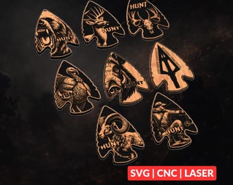 Hunting SVG Bundle | Arrowhead Combo Pack CNC File, Bow Hunting Laser Engraving, LightBurn