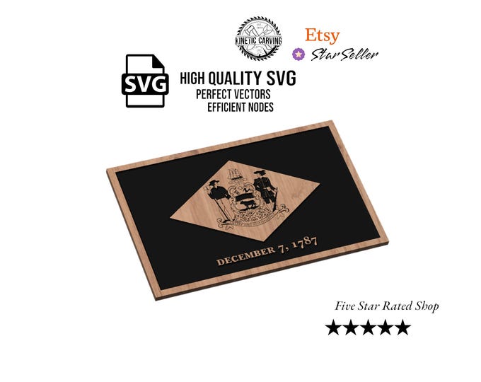 Delaware State Flag SVG File for Woodworking, CNC, Printing and Lasering