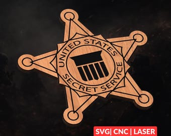 Secret Service Patch SVG | CNC Laser Cut File, Wood Wall Art, Glowforge Engraving, LightBurn Ready