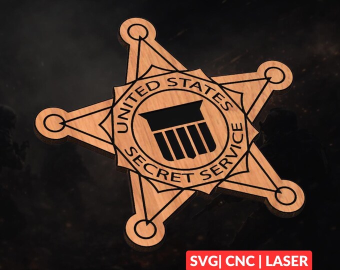 Secret Service Patch SVG | CNC Laser Cut File, Wood Wall Art, Glowforge Engraving, LightBurn Ready