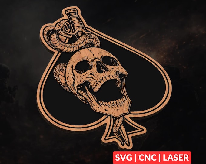 Snake Skull SVG | CNC Laser Cut File, Wood Wall Art, Glowforge Engraving, LightBurn Ready