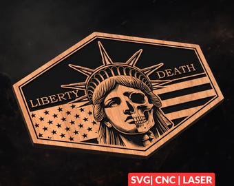 Statue of Liberty Skull SVG | CNC Laser Cut File, Wood Wall Art, Glowforge Engraving, LightBurn Ready