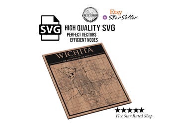 Wichita, Kansas City Map SVG File for Woodworking, CNC, Printing and Lasering