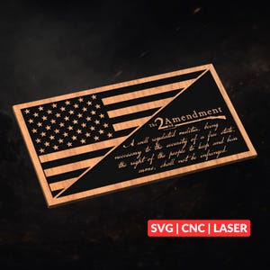 Andra konstitutionens USA-flagga SVG | CNC-laserskuren fil, träväggkonst, Glowforge-gravyr, LightBurn-klar