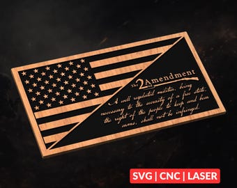 2nd Amendment USA Flag SVG | Gun Rights Patriotic CNC File, Laser Cut Wood Sign, Glowforge, LightBurn, Second Amendment