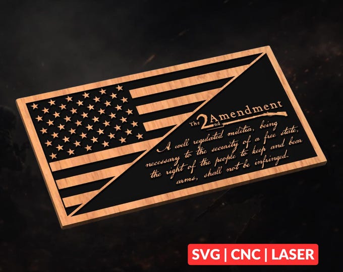 2nd Amendment USA Flag SVG | CNC Laser Cut File, Wood Wall Art, Glowforge Engraving, LightBurn Ready