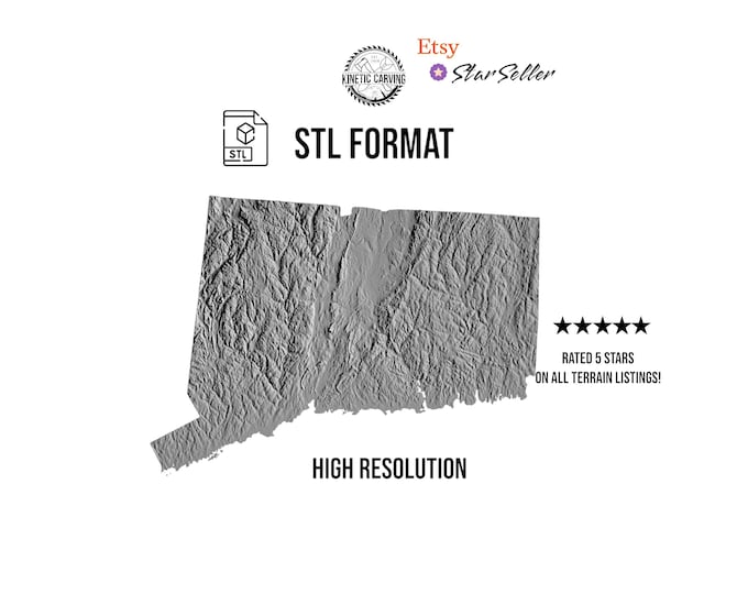 Connecticut Terrain File – 3D Topographic Map for CNC, 3D Printing, or 3D Lasering