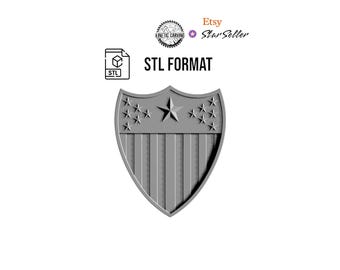 Stars and Stripes Crest STL: Adjutant General Branch (Digital Download)