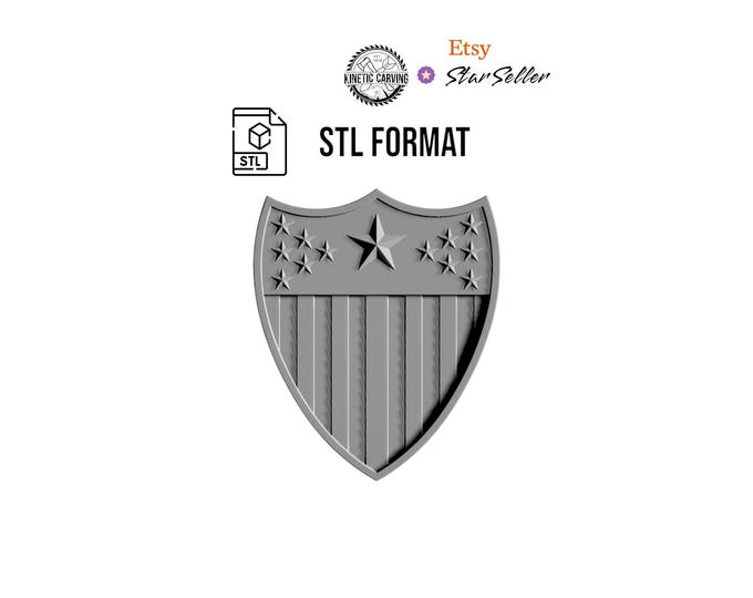 Adjutant General Branch STL | 3D Stars and Stripes Crest for CNC, Laser, and 3D Printing
