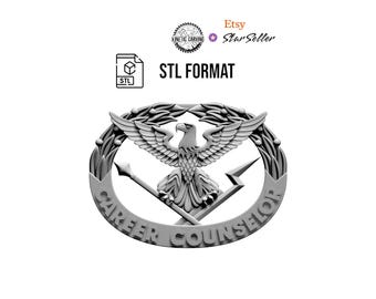 Career Counselor Badge STL File: CNC, Woodworking, Printing, Lasering (Digital Download)