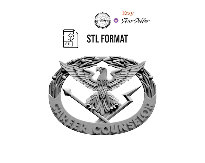 Career Counselor Badge STL File: CNC, Woodworking, Printing, Lasering (Digital Download)