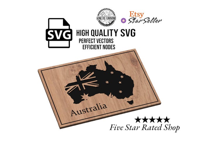 Australia Country Outline Flag SVG File for Woodworking, CNC, Printing and Lasering (Digital Download)