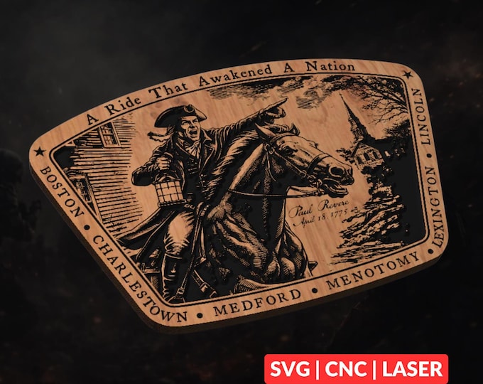 Paul Revere Patriot Design SVG | CNC Laser Cut File, Wood Wall Art, Glowforge Engraving, LightBurn Ready