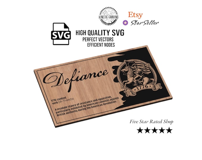 Defiance Flag Patriot Design SVG File for Woodworking, CNC, Printing and Lasering