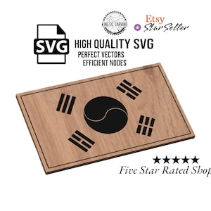 Südkorea Flagge SVG-Datei für Holzbearbeitung, CNC, Druck und Lasern