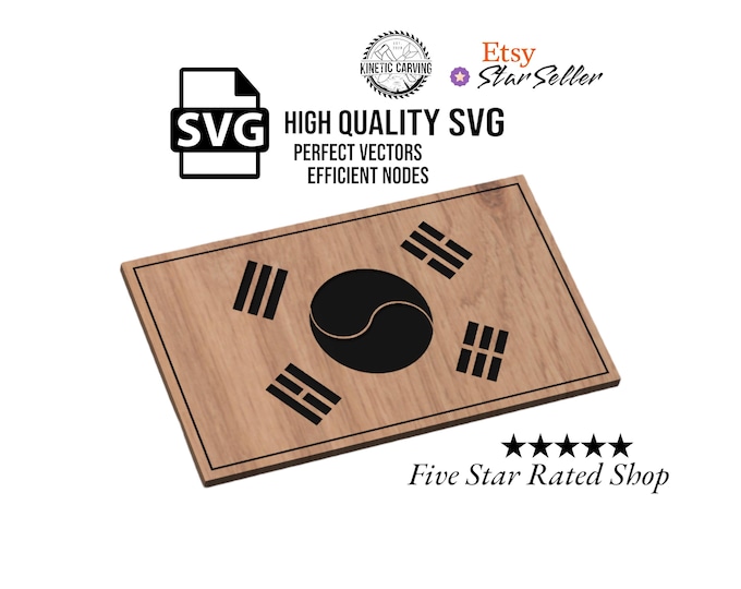 South Korea Flag SVG File for Woodworking, CNC, Printing and Lasering