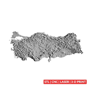 Turkey Terrain Map STL | CNC Carving File, Wood Relief Art, 3D Printing Ready