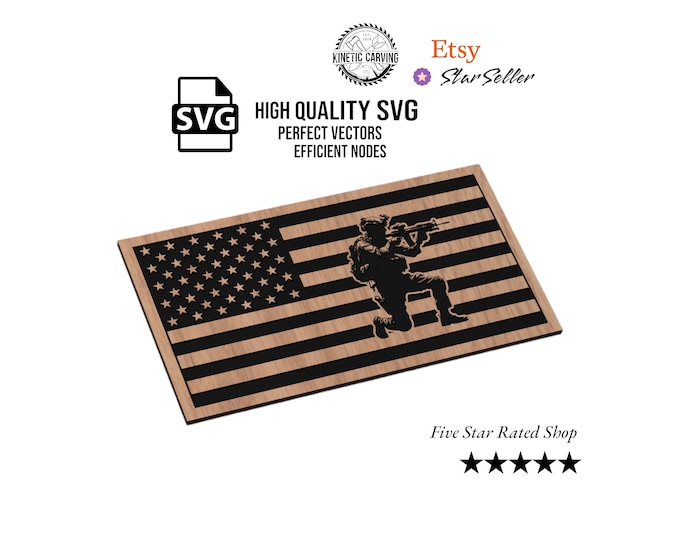 Soldier Military Flag SVG File for Woodworking, CNC, Printing and Lasering