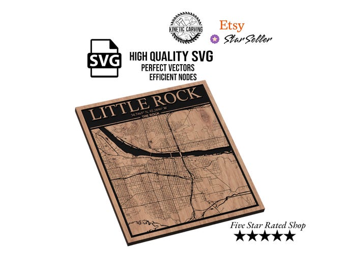 Little Rock Arkansas City Map SVG File: Laser Cut CNC Vector (Digital Download)