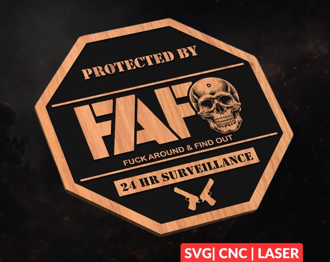 FAFO Defense Skull SVG | CNC Laser Cut File, Wood Wall Art, Glowforge Engraving, LightBurn Ready