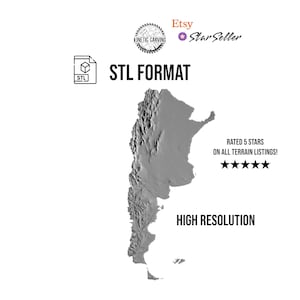 Archivo STL/3D para tallado CNC de terreno argentino, relieve en madera, listo para impresión 3D.